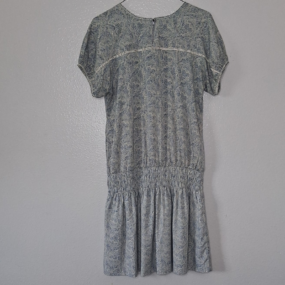 Maison Scotch Mini Dress Dainty Print Short Sleeve Smocked Waist Blouson S/M - Picture 9 of 16